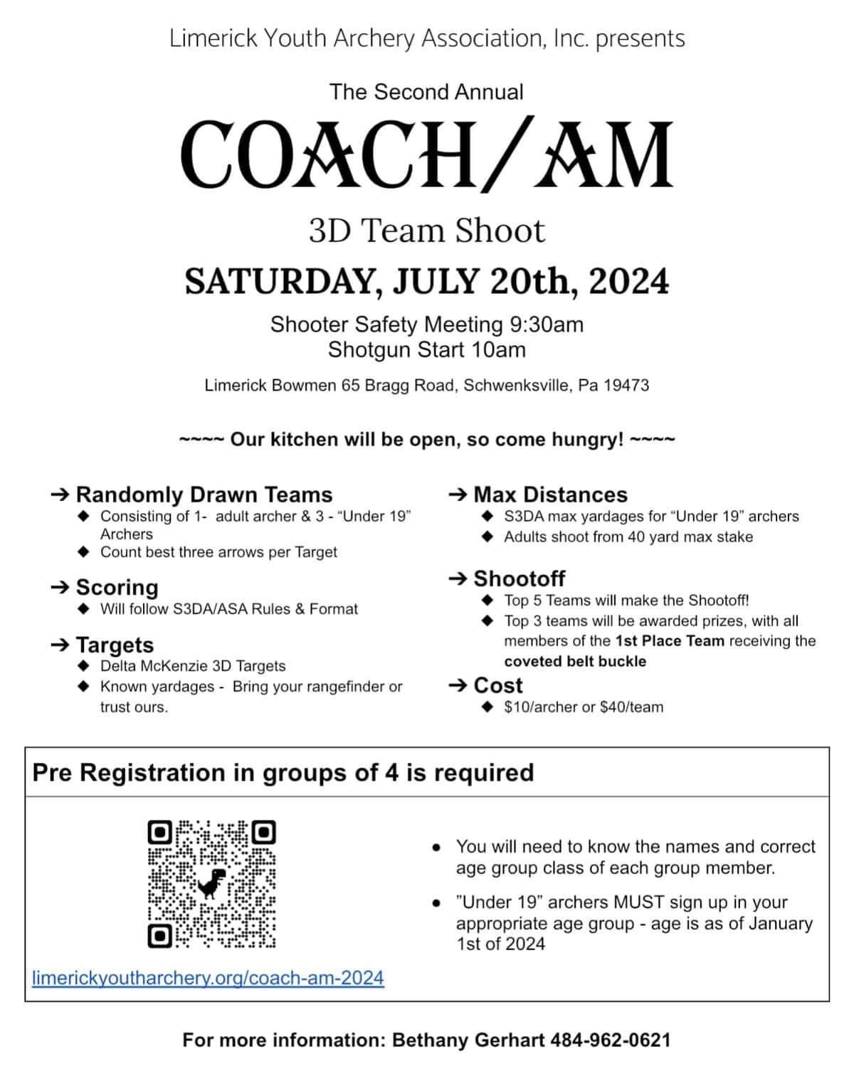 2024 Coach-Am Tournament at Limerick Youth Archery Association - Event Flyer